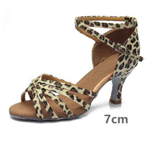 Indoor Satin Latin Dance Shoes – Breathable Ballroom Salsa Practice Footwear for Women