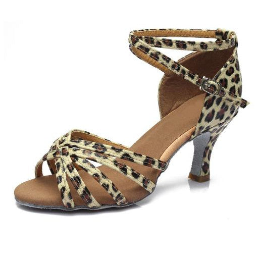 Indoor Satin Latin Dance Shoes – Breathable Ballroom Salsa Practice Footwear for Women